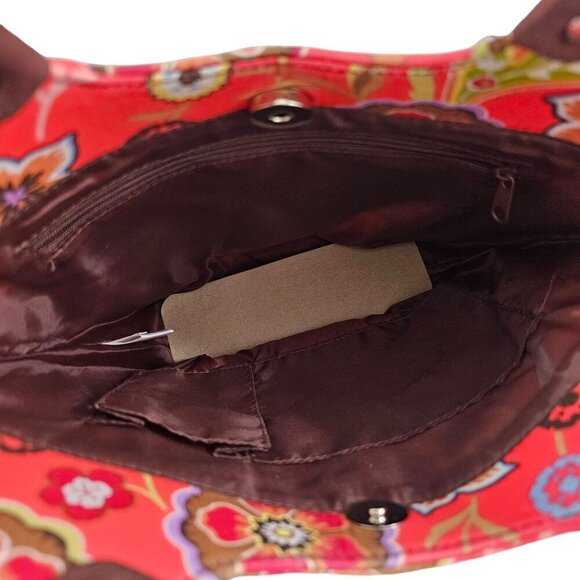 Longaberger Homestead Red Floral Print Snap Close Shoulder Handbag Purse - Picture 4 of 16